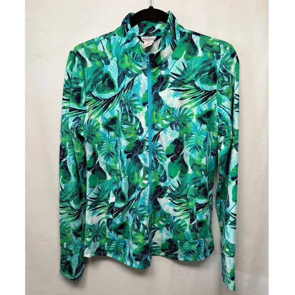 Tommy Bahama Golf Hawaiian Print Performance Full Zip Jacket, Size Large
